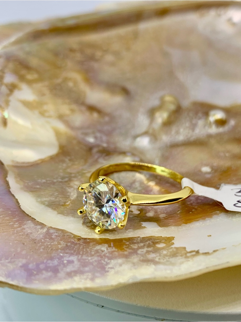 Gold Solitaire Moissanite Ring 925 Yellow Gold Finish 3 Ct Brilliant Round GRA - Picture 9 of 10